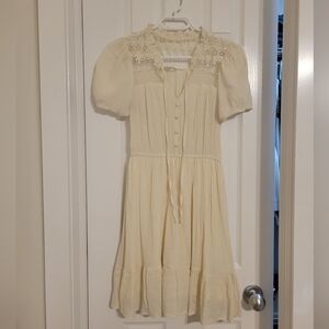 Elegant Cream Lace-Trimmed Dress